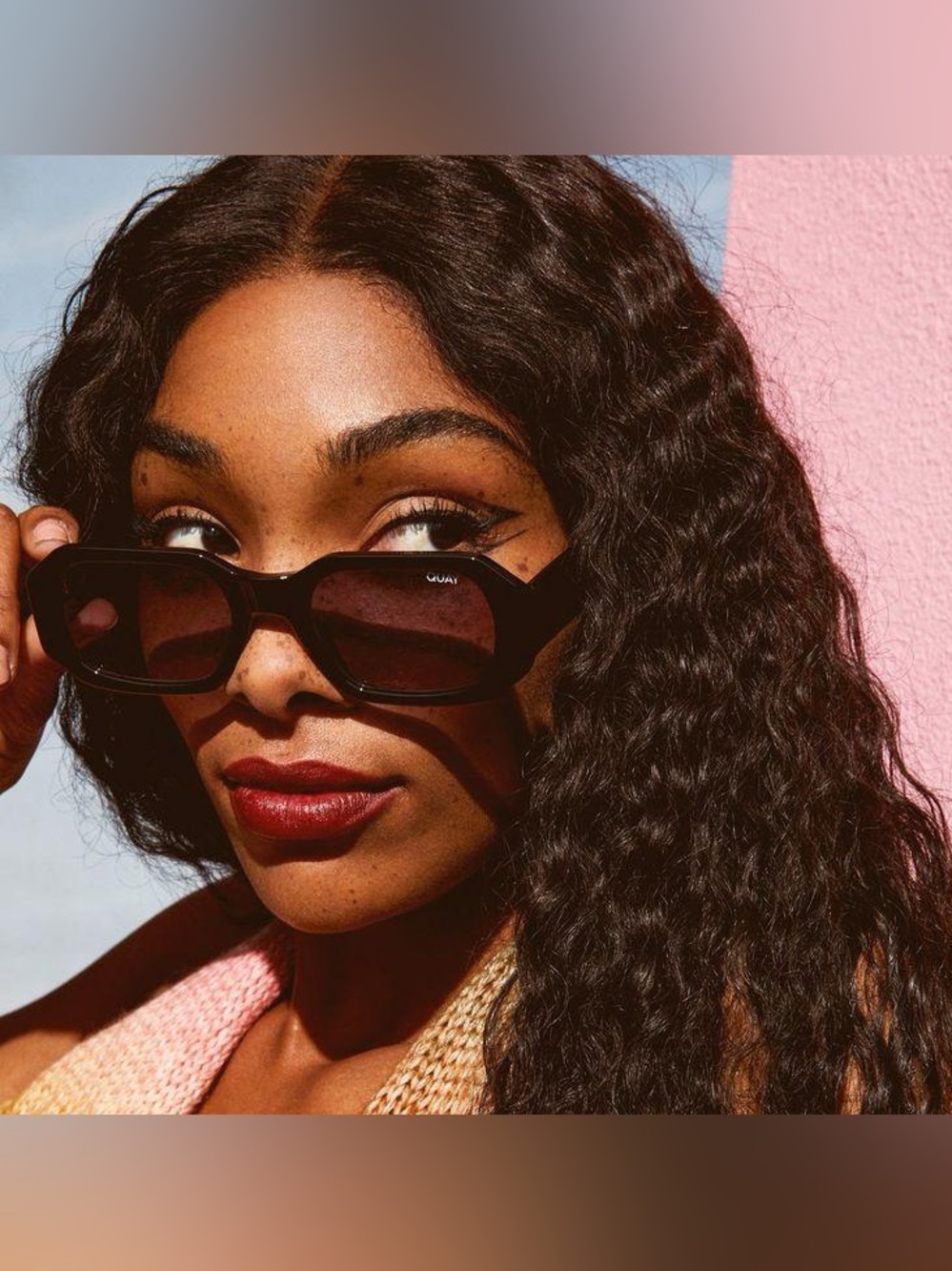 Quay Australia Black Oversized Geometric Sunglasses